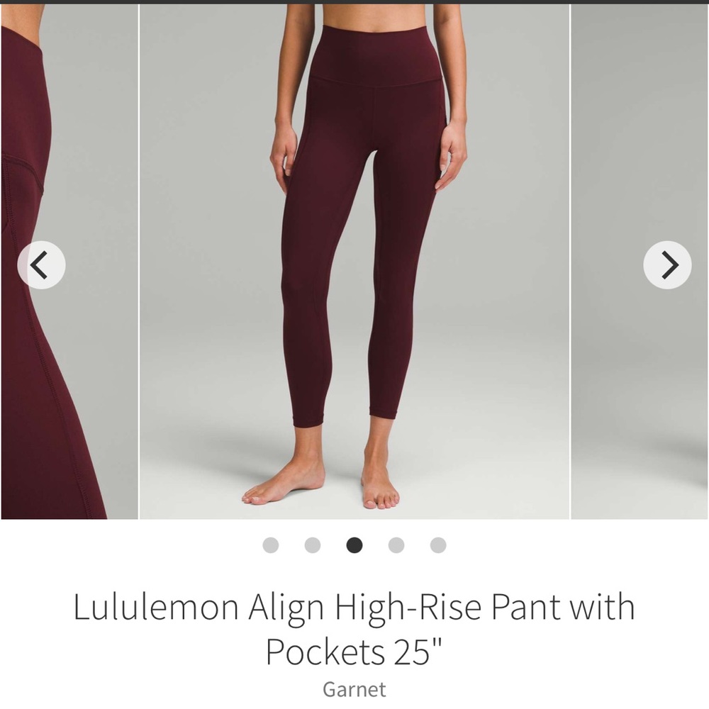 Lululemon Athletica Garnet Align High-Rise Yoga Leggings Pockets Size 20 EEUC